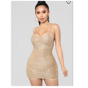 Fashion nova bodycon mini cocktail dress, gold